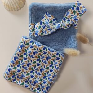 Lot de 5 lingettes lavables en éponge de bambou bleu – Douces et réutilisables