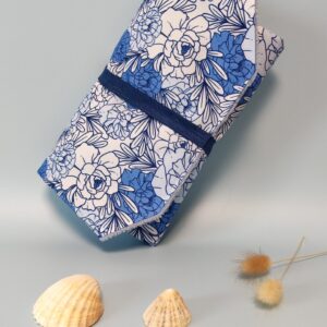 Matelas à langer nomade imperméable – Bleu d&rsquo;Iroise – Éponge de bambou